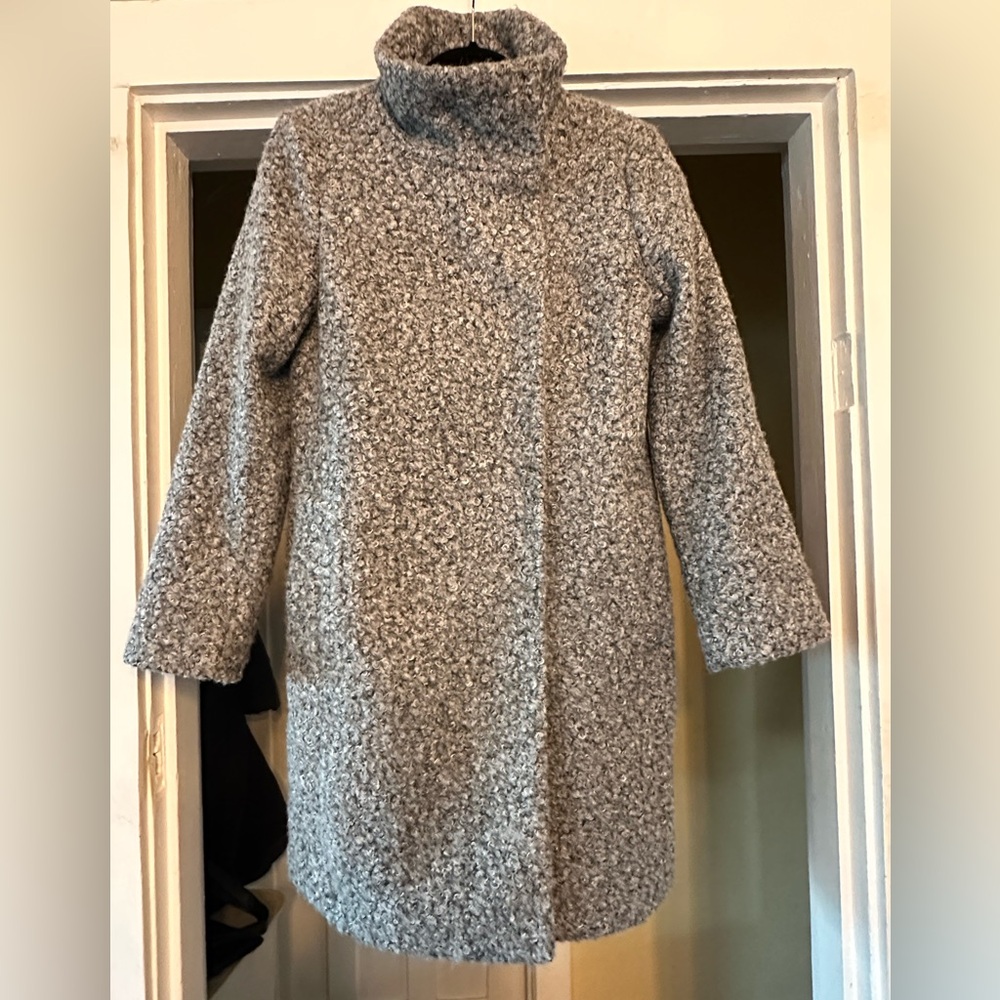 NWT- Ann Taylor Gray Boucle Funnel Coat